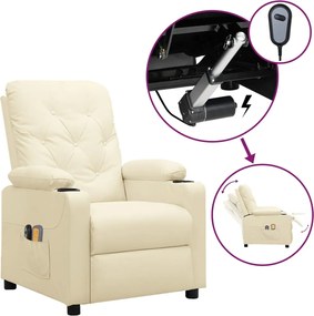 vidaXL Πολυθρόνα Μασάζ Ηλεκτρική Κρεμ από Συνθετικό Δέρμα