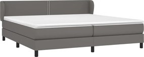 vidaXL Κρεβάτι Boxspring με Στρώμα Γκρι 200x200 εκ. Συνθετικό Δέρμα