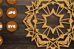Σετ των 2 Intra απο ξύλο plywood 3mm-4mm πάχος 3D Geometric Mandala Cricut Δίασταση 30x30 cm INTRAFABR-74380504