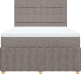 vidaXL Κρεβάτι Boxspring με Στρώμα Taupe 160x200 εκ. Υφασμάτινο