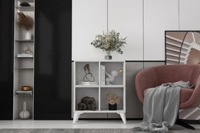 Stewehome Λευκή κονσόλα με ράφι και πόδια Λευκό 65x30x80 cm