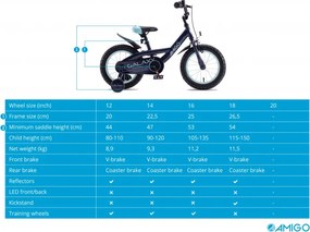 Galaxy 12 Inch 20 cm Boys Coaster Brake Dark Blue