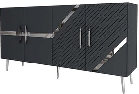 Μπουφές Fuga 475OLV1777 150x35x75cm Anthracite-Silver Particle Board, Melamine