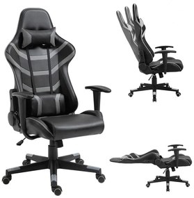 BF9050 Gaming Πολυθρόνα Γραφείου, Ανάκλιση Πλάτης έως 90°, Pu Μαύρο - Γκρι