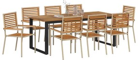 vidaXL Σέτ φαγητού για κήπο 9 pcs Μπεζ