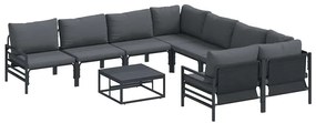 vidaXL Σετ Καναπέ Κήπου με μαξιλάρι Ανθρακί Ατσάλι
