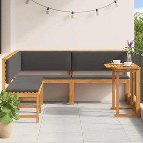 vidaXL Σετ Παγκάκι Κήπου 4 pcs Καφέ Μασίφ ξύλο ακακίας