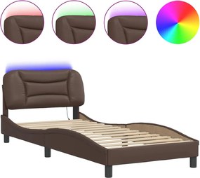 vidaXL Πλαίσιο κρεβατιού με LED χωρίς στρώμα Hvar Καφέ 80x200 εκ.