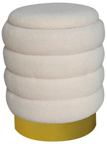 Σκαμπό-μπαούλο Dazzle pakoworld ύφασμα cream-χρυσό Φ36x44εκ