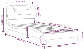 Πλαίσιο Κρεβατιού με Κεφαλάρι Καπουτσίνο 80x200 εκ. Συνθ. Δέρμα - Καφέ