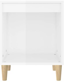 vidaXL Κομοδίνο Γυαλ. Λευκό 40 x 35 x 50 εκ. από Επεξεργασμένο Ξύλο