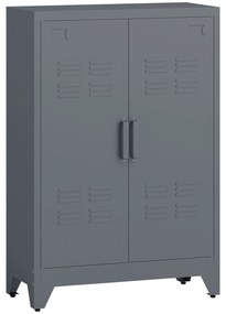 HOMCOM Ντουλάπι Αρχειοθέτησης με Πόρτες Περσίδες, Ντουλάπι Αποθήκευσης, Μεταλλικό Ντουλάπι με 2 Ρυθμιζόμενα Ράφια, 75 x 33 x 110 cm, Γκρι