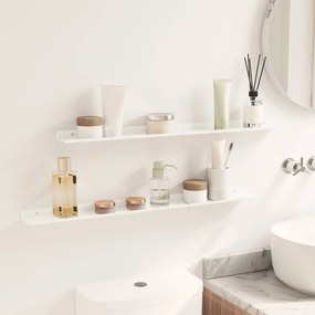 vidaXL Ράφι Τοίχου με ράφι Επιτοίχιο 2 pcs Λευκό 80 x 9 x 2,5 εκ.