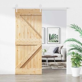 vidaXL Συρόμενη Πόρτα Φυσικό και Λευκό 85 x 210 cm