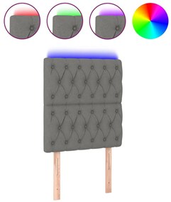 vidaXL Κεφαλάρι Κρεβατιού LED Σκούρο Γκρι 80x7x118/128εκ. Υφασμάτινο
