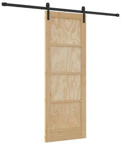 vidaXL Συρόμενη Πόρτα  με Σετ Εξαρτημάτων 73.5x198.5 εκ. Συμπαγές Ξύλο Πεύκου