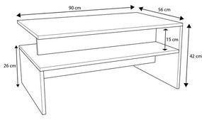 Τραπέζι σαλονιού Rihardo μελαμίνης oak-λευκό 90x56x42εκ