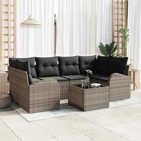 vidaXL Σετ Καναπέ Κήπου 7 pcs Γκρι 55 x 55 x 37 εκ Πολυ ράταν