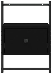 Κομοδίνα Επιτοίχια 2 τεμ. Μαύρο 35x30x51 εκ. από Επεξεργ. Ξύλο - Μαύρο