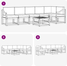 vidaXL Σειρά Καναπέ Εξωτερικού 7 pcs Λευκό και Μπεζ Πολυεστέρας