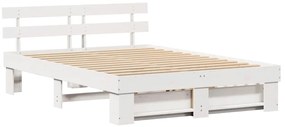 vidaXL Σκελετός Κρεβατιού Λευκό 140 x 200 cm Μασίφ ξύλο πεύκου