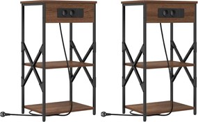 vidaXL Κομοδίνο 2 pcs Καφέ δρυς 41 x 31 x 76 εκ. Επεξεργασμένο ξύλο