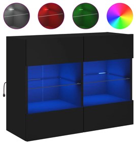vidaXL Έπιπλο Τοίχου Τηλεόρασης με LED Μαύρο 78,5x30x60,5 εκ.
