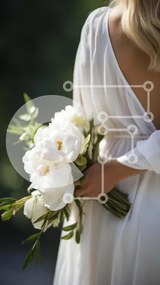 Intra Συλλεκτικό Ξύλινο Παζλ Plywood 4mm - Κομψή νύφη με φρέσκο λευκό λουλούδι μπουκέτο Σε Ξύλινο Κουτί - Διαστάσεις Puzzle: 10x10 cm – 25 κομμάτια