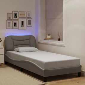 vidaXL Σκελετός Κρεβατιού με LED Χωρίς Στρώμα Hvar Taupe 90x200 εκ.