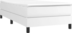 vidaXL Κρεβάτι Boxspring με Στρώμα Λευκό 90x200εκ. από Συνθετικό Δέρμα