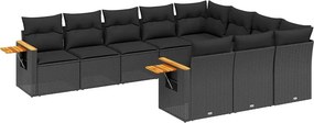 vidaXL Patio Sofa Set 10-θέσια Black