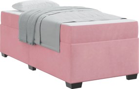 vidaXL Σκελετός Κρεβατιού με στρώμα Ροζ 90 x 190 cm ύφασμα