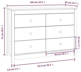 Βοηθητικό Ντουλάπι Γκρι 100x40x72 εκ. από Μασίφ Ξύλο Πεύκου - Γκρι