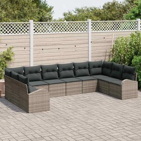 vidaXL Σετ Καναπέ Κήπου 10 pcs Γκρι Πολυ rattan, βαμμένο ατσάλι