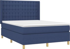 vidaXL Κρεβάτι Boxspring με Στρώμα &amp; LED Μπλε 140x190 εκ. Υφασμάτινο