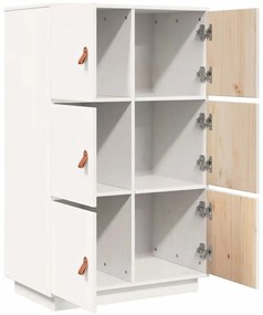 vidaXL Ντουλάπι Ψηλό Λευκό 67 x 40 x 108,5 εκ. από Μασίφ Ξύλο Πεύκου