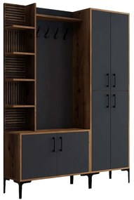 Έπιπλο Εισόδου Viyana 845HCT4223 150x35x200cm Walnut-Anthracite Μελαμίνη,Μέταλλο