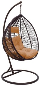 Zafer swing hanging metal-pp brown-cushion beige 106x103x200cm 106x103x200 εκ.