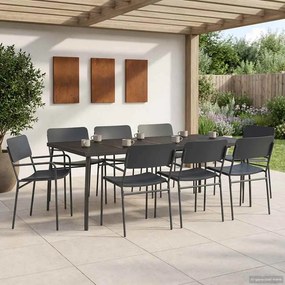 vidaXL Σετ τραπεζαρίας 7 τμχ. Ανθρακί 200 x 100 x 72 εκ Ατσάλι