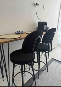 Stewehome Μοντέρνα καρέκλα μπαρ με ύφασμα και μεταλλικό σκελετό