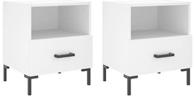 vidaXL Κομοδίνα 2 τεμ. Λευκά 40 x 35 x 47,5 εκ. από Επεξεργασμένο Ξύλο