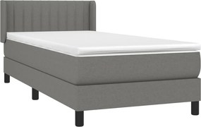 vidaXL Κρεβάτι Boxspring με Στρώμα Σκούρο Γκρι 90x200 εκ. Υφασμάτινο