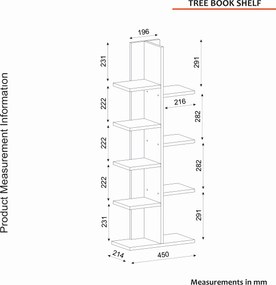 Βιβλιοθήκη Λευκό TREE 45x22x121,8