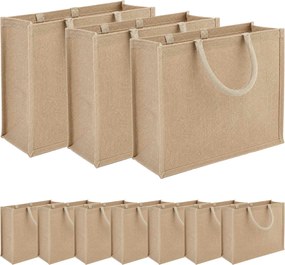 vidaXL Τσάντες από γιούτα 10 pcs Φυσικό 42 x 33 x 19 εκ