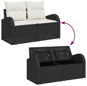 vidaXL Σετ Καναπέ Κήπου με μαξιλάρι 8 pcs Μαύρος, λευκός Πολυ ράταν