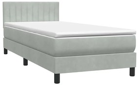 vidaXL Box Spring κρεβάτι με στρώμα ανοιχτό γκρι 100x220 εκ. Βελούδινο