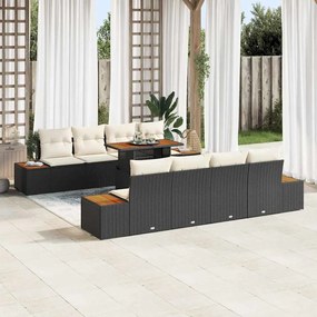 vidaXL Σετ Καναπέ Κήπου με αποθήκευση 9 pcs Μαύρο Πολυ ράταν