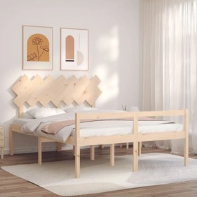 Κρεβάτι Ηλικιωμένου με Κεφαλάρι 140 x 190 εκ. από Μασίφ Ξύλο - Καφέ