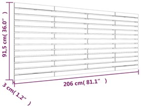 Κεφαλάρι Επιτοίχιο 206 x 3 x 91,5 εκ. από Μασίφ Ξύλο Πεύκου - Καφέ