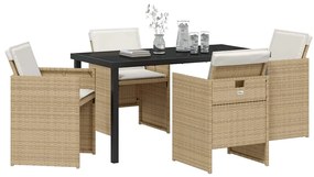 vidaXL Σέτ φαγητού για κήπο 5 pcs Μπεζ συνθετικό ρατάν